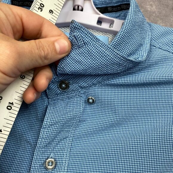 World Wide Sportsman Fishing Button Shirt Mens L/G Blue Bass Pro Shop RCR Racing - Picture 10 of 14